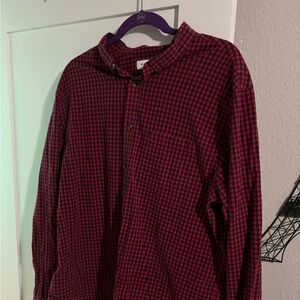 Old Navy Men’s Long Sleeve Dress Shirt Size XXL Red Blue Plaid